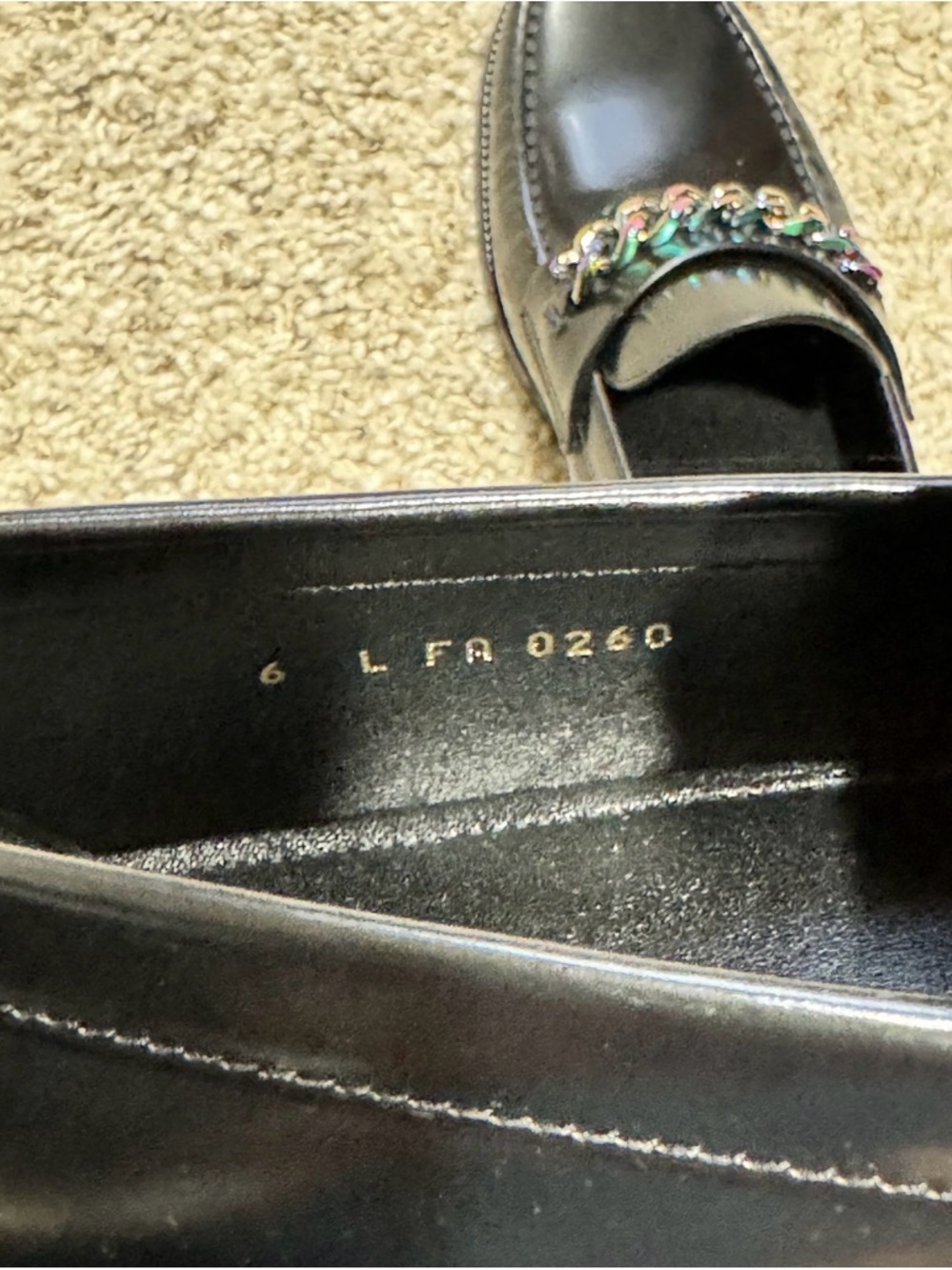 Men's Black Leather Chain-Accent Loafers - Picture 11 of 14